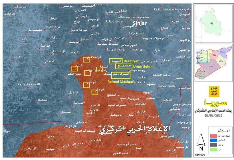 Những khu vực lực lượng Tiger đang tiến công giải phóng trên chiến trường phía đông nam tỉnh Idlib - ảnh truyền thông Hezbollah