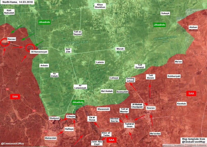 Các đơn vị quân đội Syria và quân tình nguyện giành lại các địa bàn đã mất trong ngày 14.08.2018 theo South Front