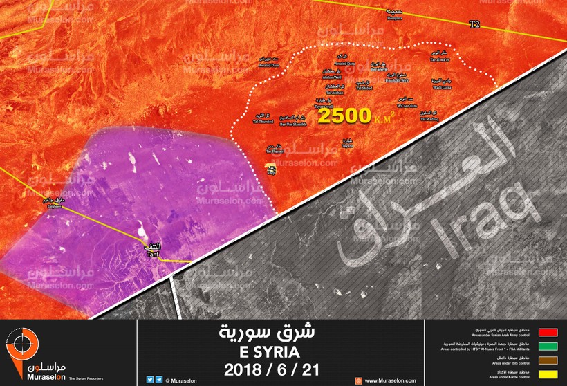 Những khu vực sa mã được quân đội Syria truy quét trong cuộc tấn công phía đông tỉnh Homs. Ảnh Muraselon