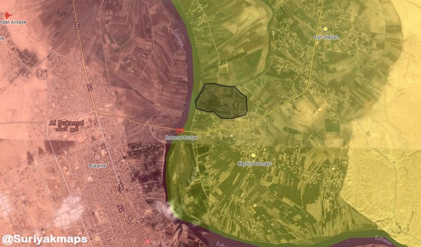 600 m2 cuối cùng của IS trên chiến trường thung lũng Euphrates, tỉnh Deir Ezzor. Ảnh: South Front.