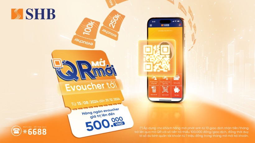 Nhận ngay E-voucher trị giá tới 500.000 đồng khi nhận tiền qua QRCode SHB