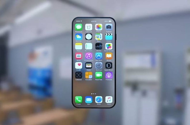 Ảnh dựng iPhone 8 với thiết kế không viền, loại bỏ nút Home cứng.