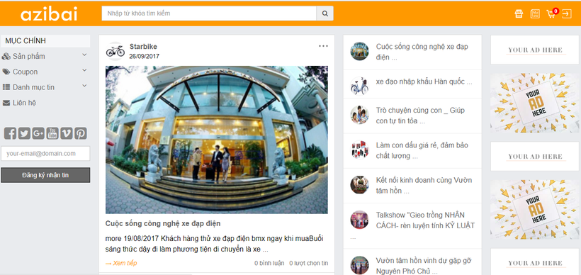 Giao diện của mạng xã hội Azibai. Ảnh chụp màn hình: Ánh Dương