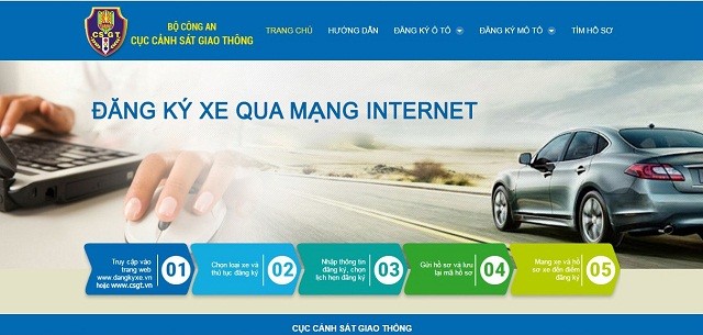 Các bước đăng ký xe qua mạng internet