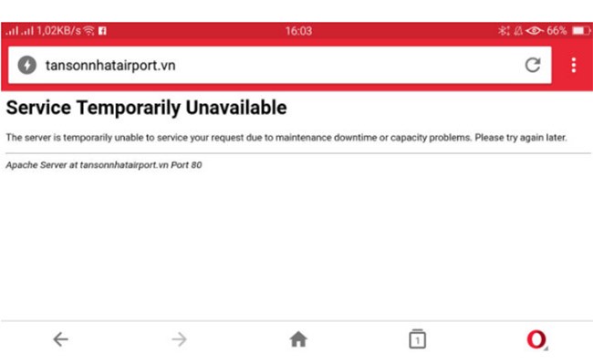 website sân bay Tân Sơn Nhất tiếp tục bị hack?