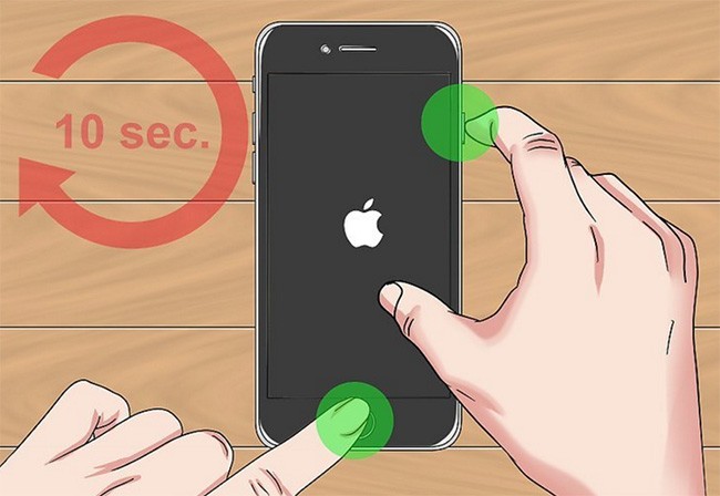 Cách hard reset như thế này không thể dùng với iPhone 8 và iPhone 8 Plus (ảnh: WikiHow)