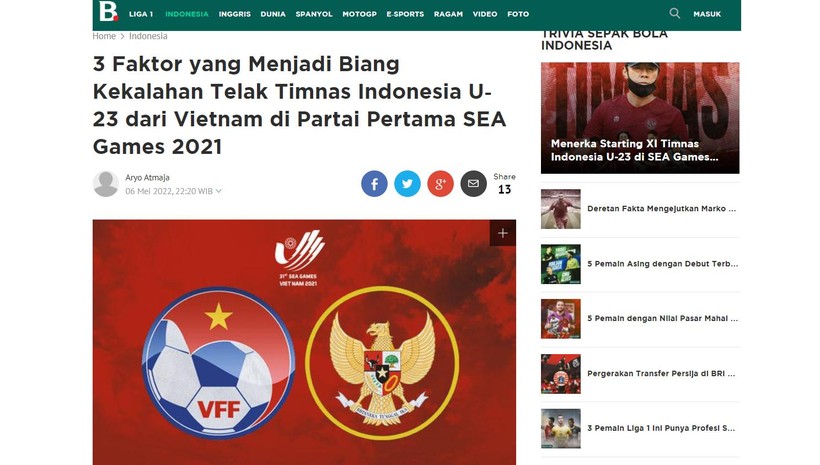 Tờ Bola của Indonesia đã chỉ ra 3 yếu tố khiến đội nhà thất bại