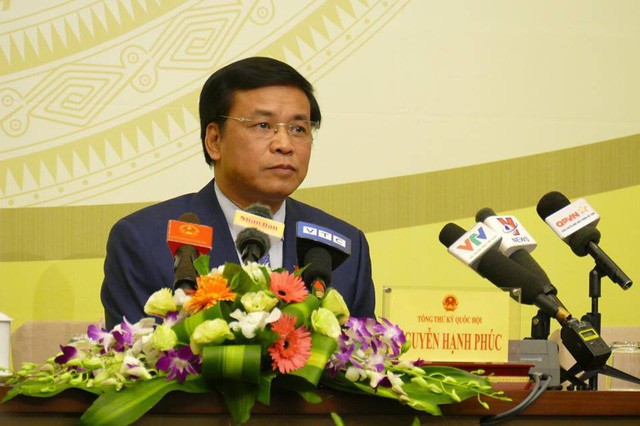 Tổng thư ký Quốc hội Nguyễn Hạnh Phúc chủ trì họp báo trước kỳ họp thứ 6 của Quốc hội.