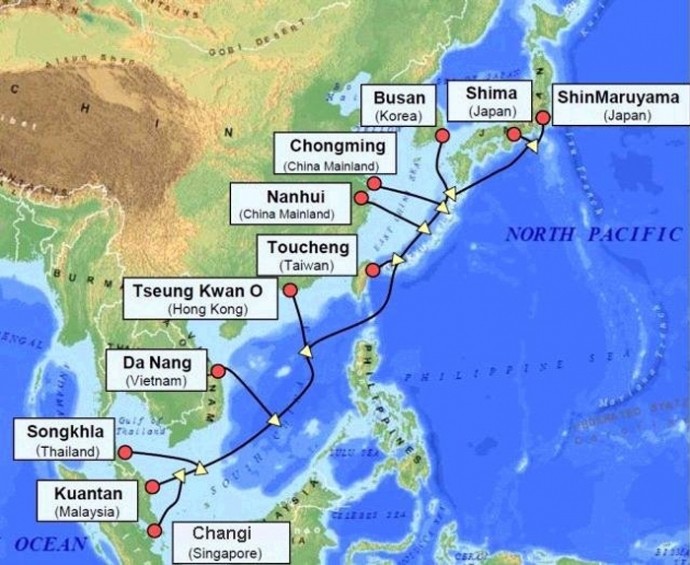 Tuyến cáp quang biển châu Á – Thái Bình Dương APG (Asia Pacific Gateway, chiều dài hơn 11.000km, nối từ Việt Nam đi các nước châu Á và Mỹ.