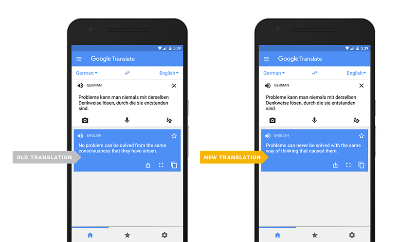  Trí thông minh nhân tạo  sẽ dịch toàn bộ câu văn cùng một lúc, thay vì dịch từng đoạn như trước đây. 