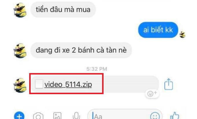 Chính vì tập tin được gửi đến từ một người bạn nên hầu hết người dùng đều thiếu cảnh giác, nhanh chóng tải về và mở ra xem tập tin này. Ảnh chụp màn hình.