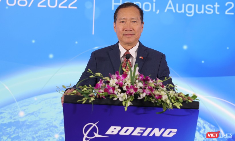 Giám đốc Boeing Vietnam Michael Nguyen chia sẻ cơ hội hợp tác ngành công nghiệp hàng không vũ trụ tại Diễn đàn Công nghiệp hàng không.