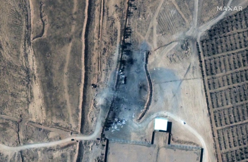 Hình ảnh hiện trường vụ không kích do Mỹ thực hiện ở biên giới Syria-Iraq (Ảnh: Maxar)