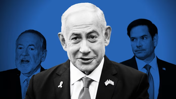 Từ trái sang phải: ông Mike Huckabee, Thủ tướng Israel Benjamin Netanyahu và ông Marco Rubio (Ảnh: FT)