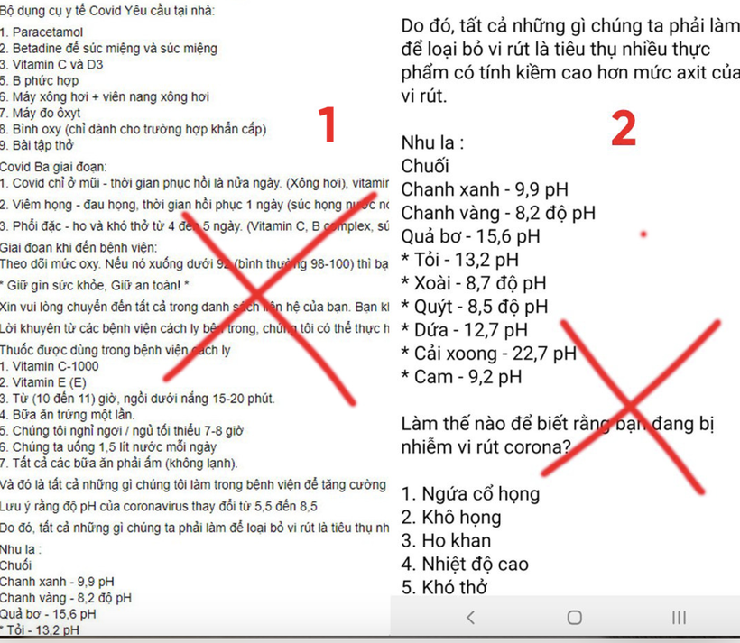 Thông tin thực phẩm diệt virus lan truyền trên mạng (Ảnh - BVCC) 
