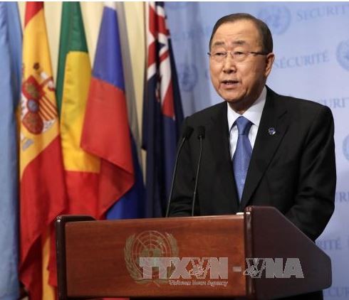 Ngày 9/9, Tổng thư ký Liên hợp quốc Ban Ki-moon (ảnh) đã lên án vụ thử hạt nhân mới nhất của Triều Tiên, đồng thời gọi đây là "sự vi phạm trắng trợn" các Nghị quyết của HĐBA LHQ. Ảnh: EPA/TTXVN.