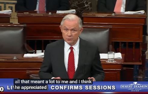 Ông Jeff Sessions phát biểu tại Thượng viện Mỹ.