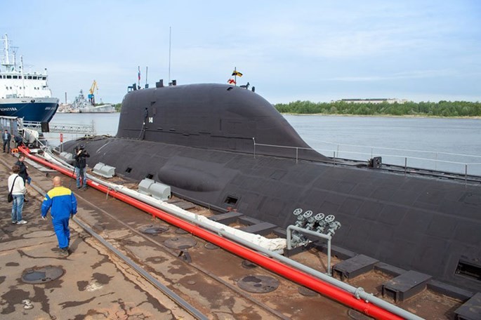 Đến nay Hải quân Nga mới chỉ nhận được 1 tàu ngầm tấn công hạt nhân lớp Yasen là chiếc Severodvinsk - Ảnh: Sevmash