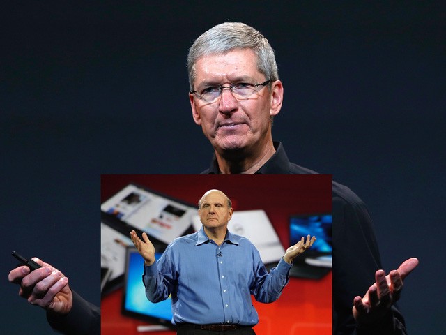 Tim Cook và Steve Ballmer 