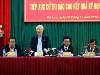 Tổng Bí thư Nguyễn Phú Trọng tiếp xúc cử tri tại xã Cổ Loa, huyện Đông Anh sáng nay, 6/12