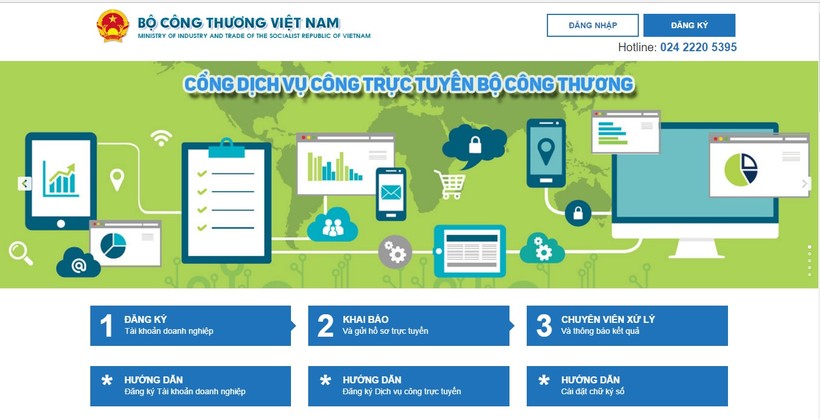 Cổng dịch vụ công trực tuyến của Bộ Công thương.