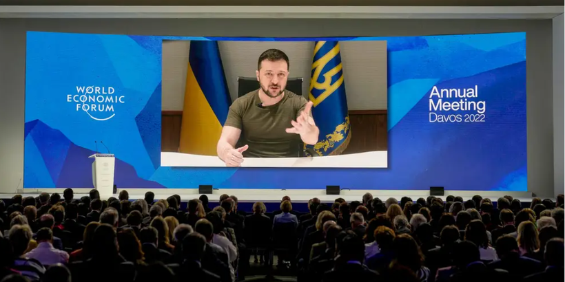 Ông Zelensky yêu cầu các nhà lãnh đạo tại Davos tẩy chay hoàn toàn các doanh nghiệp Nga (Ảnh: Business Insider)