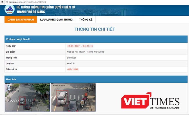 Đà Nẵng, vi phạm luật giao thông, lên mạng, phương tiện giao thông, CENTIC, camera giao thông, an ninh