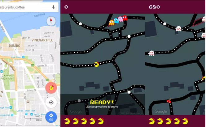 Trò chơi Pac-man sẽ được kích hoạt khi người dùng thực hiện lệnh tìm kiếm