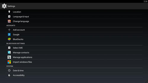 Chức năng cài đặt trên BlueStacks. Chức năng cài đặt trên BlueStacks.