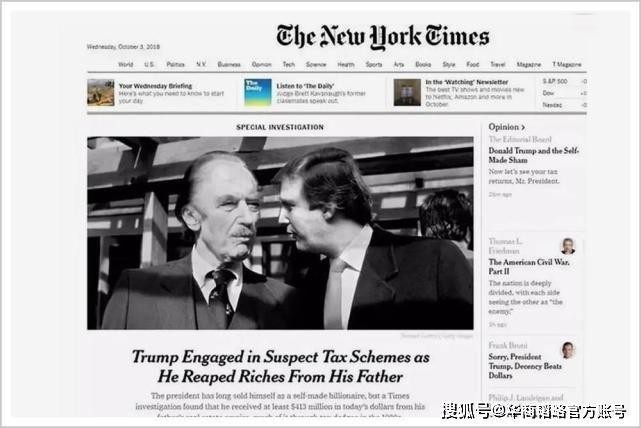 New York Times đưa tin về hành vi trốn thuế của gia đình Trump.