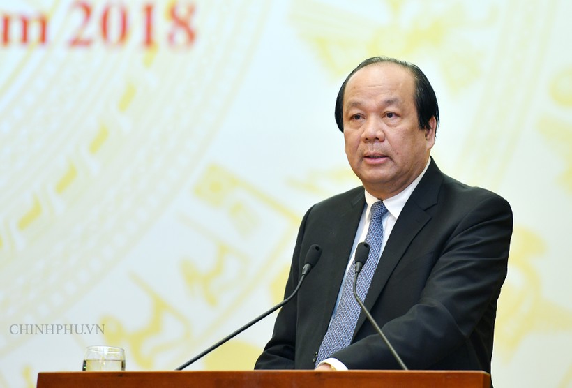 Bộ trưởng Mai Tiến Dũng chủ trì buổi họp báo. Ảnh: VGP/Quang Hiếu