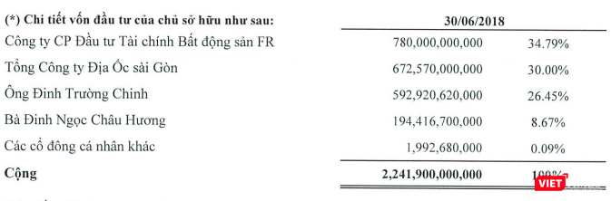 Cơ cấu sở hữu của HDTC tính đển 30/6/2018 (Nguồn: HDTC)