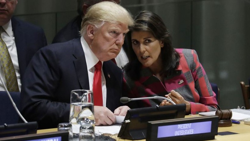 Tổng thống Donald Trump và bà Nikki Haley thống nhất nhau trong nhiều chính sách đối ngoại lớn. Tổng thống Donald Trump và bà Nikki Haley thống nhất nhau trong nhiều chính sách đối ngoại lớn.