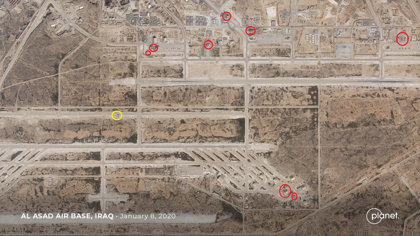 Các nhà bình luận quân sự Trung Quốc cho rằng có 9 vị trí trong căn cứ Assad bị trúng tên lửa (Ảnh: Guancha)