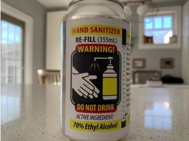 Dung dịch sát trùng tay được đóng vào vỏ lon bia (Ảnh: Creaders). Dung dịch sát trùng tay được đóng vào vỏ lon bia (Ảnh: Creaders).