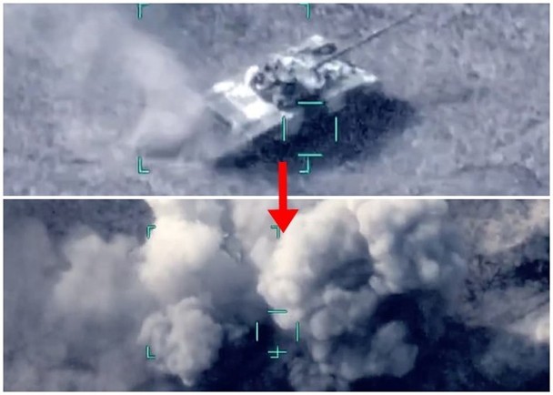 Xe tăng Armenia bị UAV của Azerbaijan tiêu diệt (Ảnh: Đông Phương). Xe tăng Armenia bị UAV của Azerbaijan tiêu diệt (Ảnh: Đông Phương).