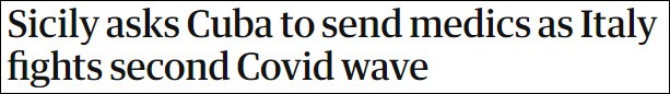 Báo La Repubblica đưa tin đảo Sicily yêu cầu Cuba tới hỗ trợ chống làn sóng dịch COVID-19 thứ hai (Ảnh: Guancha).