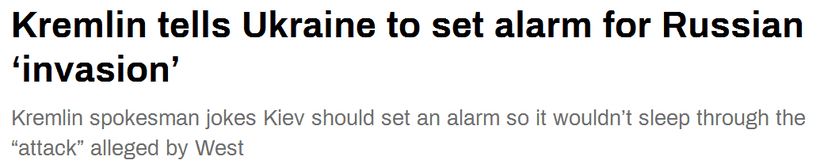 RT đưa tin ông Peskov chế giễu thông tin của phương Tây &quot;Nga sẽ xâm lược Ukraine sáng sớm ngày 16/2&quot;.
