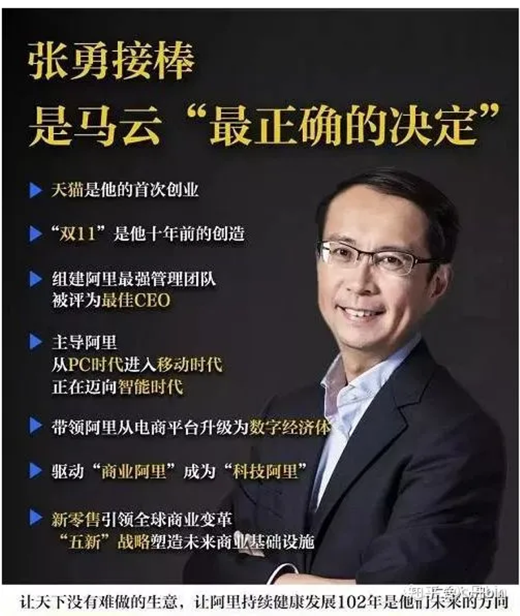 Báo chí Trung Quốc từng ca ngợi lựa chọn Trương Dũng làm người kế vị là quyết định đúng đắn nhất của Jack Ma (Ảnh: Zhihu). Bao chi tung ca ngoi Jack Ma.png