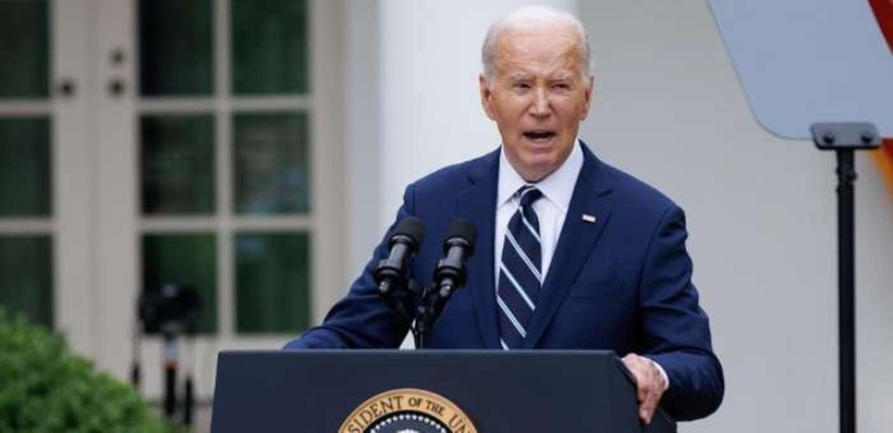 Tổng thống Joe Biden tuyên bố tăng thuế đối với hàng hóa Trung Quốc hôm 14/5 (Ảnh: AP) Ngay 14.5 ong Biden tuyen bo tang thue.jpg