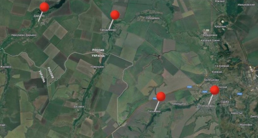 Các vị trí xảy ra đụng độ giữa quân Ukraine và Nga ở sâu bên trong lãnh thổ Nga (Ảnh: Creaders). Noi quan Ukraine tran sang.jpg