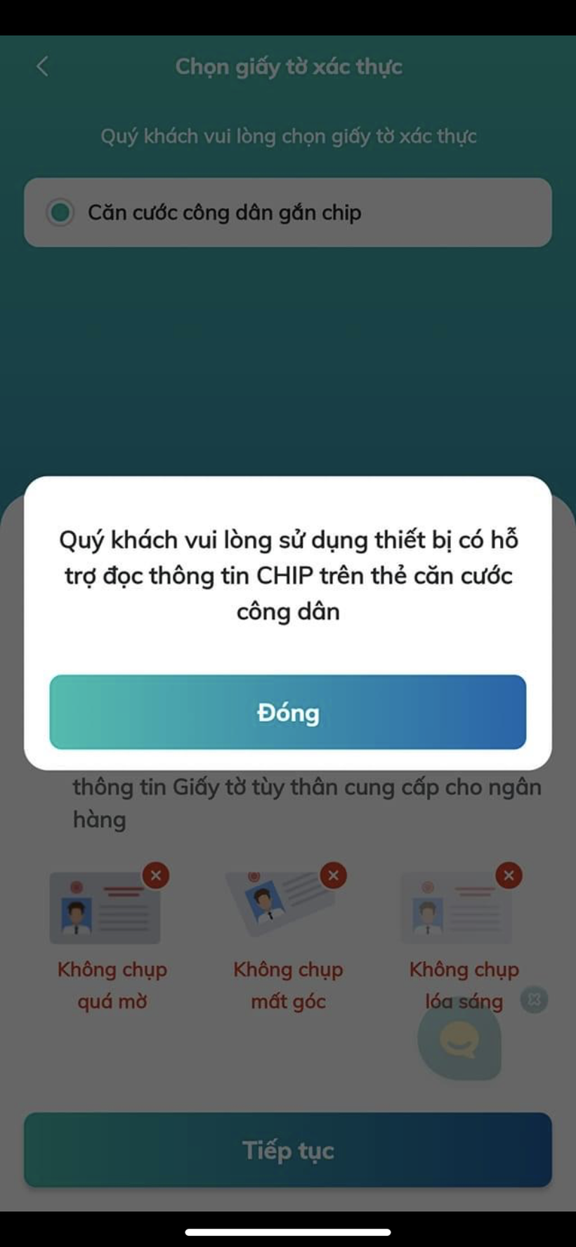Việc không tự quét được NFC trên điện thoại khiến hệ thống ngân hàng bị lỗi. IMG_8177.PNG