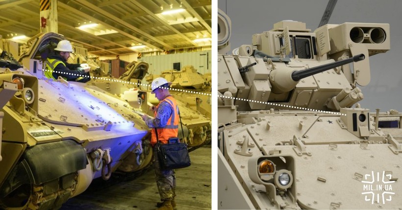 Camera lái xe trên xe chiến đấu bộ binh Bradley, chuyển giao cho Ukraine. Ảnh Military Ukraine.