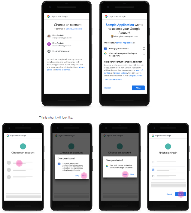 Ví dụ mô tả một ứng dụng truy cập thông tin tài khoản Google+. Ảnh: TheKeyword