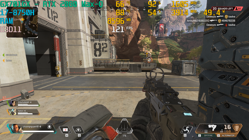 Thử nghiệm với tựa game APEX Legend.