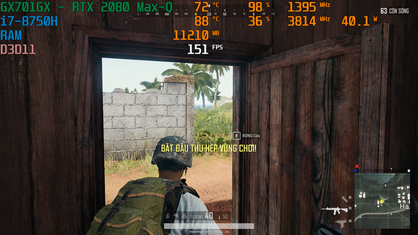 Thử nghiệm với tựa game PUBG.