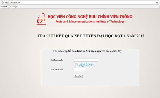 Điểm trúng tuyển đại học chính quy năm 2017 vào Học viện Công nghệ BCVT