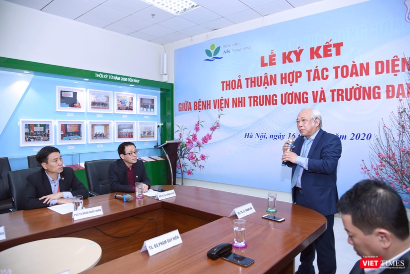 GS.TS. Lê Thanh Hải – Giám đốc Bệnh viện Nhi Trung ương bày tỏ vinh dự khi Bệnh viện hợp tác với Trường Đại học Y Hà Nội
