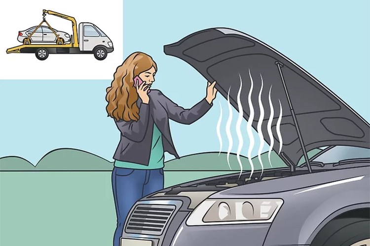 Gọi cứu hộ đưa xe về xưởng sửa chữa