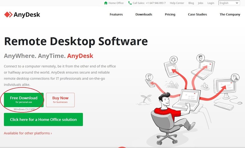 Để sử dụng AnyDesk, chúng ta chỉ cần truy cập địa chỉ anydesk.com rồi bấm 